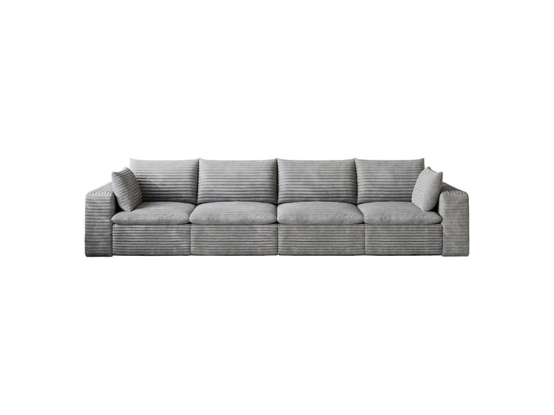  Canapé nuage 340 cm en velours côtelé 4 places gris foncé design modulable  - Conforama A