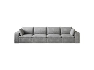 Canapé nuage 340 cm en velours côtelé 4 places gris foncé design modulable