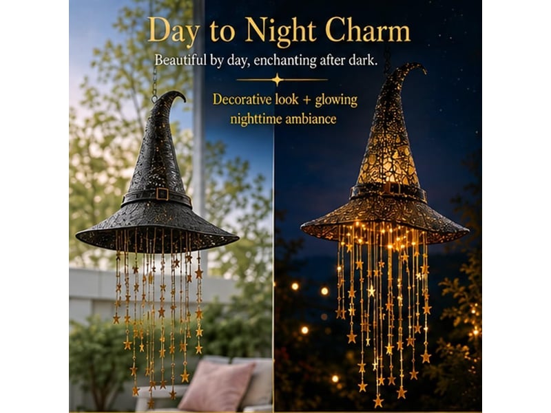  3 pièces décoration halloween suspendue, chapeau de sorcière lumineux led pour porche, entrée, fenêtre, terrasse et jardin  - Conforama D