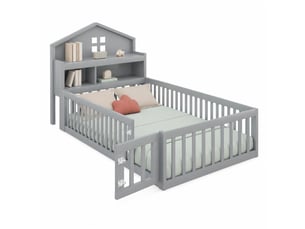 Lit cabane 90x200 cm coloris gris
