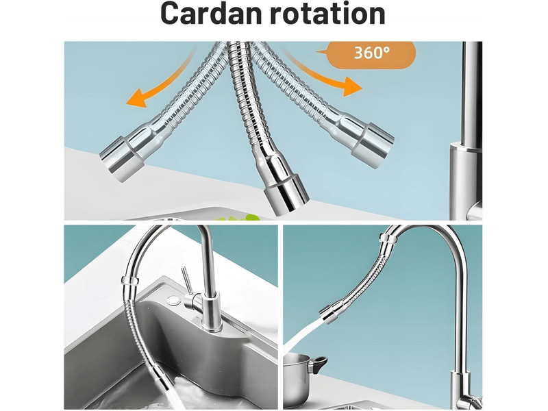  Rallonge de robinet de cuisine réglable m20 de 14 cm avec 2 modes de jet, aérateur flexible à 360°, rallonge en acier inoxydable pour évier de cu  - Conforama D