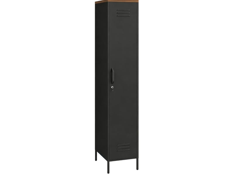  Armoire métallique étroite verrouillable 46 x 35 x 183 cm, noire, 4 étagères  - Conforama A