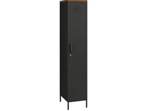 Armoire métallique étroite verrouillable 46 x 35 x 183 cm, noire, 4 étagères