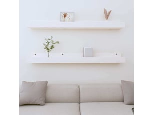 Lot de 2 étagères murales, étagères suspendues blanc 110x12x9 cm bois de pin massif cf43089