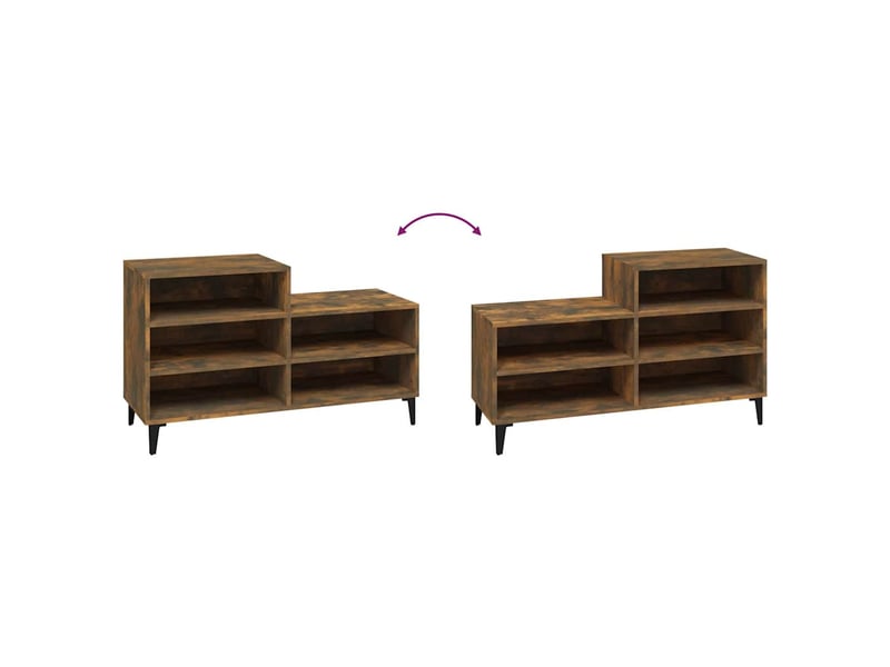  Meuble à chaussure | armoire à chaussures chêne fumé 102x36x60 cm bois d'ingénierie shl725  - Conforama E