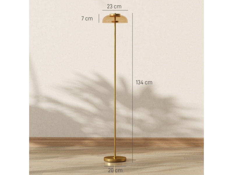  Lampadaire led en laiton, lumière blanc chaud 3000 k, 25 x 25 x 134 cm, interrupteur au pied, pour salon  - Conforama D