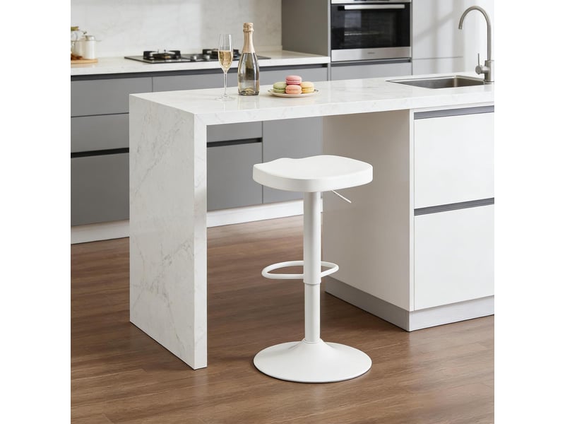  Tabouret de bar pivotant 41,5 x 31,5 x 60-81 cm - hauteur réglable - assise massif de pin - hauteur réglable - pied métal - blanc  - Conforama B