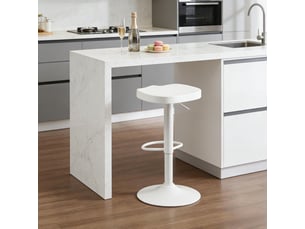 Tabouret de bar pivotant 41,5 x 31,5 x 60-81 cm - hauteur réglable - assise massif de pin - hauteur réglable - pied métal - blanc