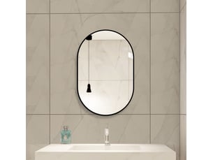 Miroir capsule à fixer coloris noir <strong>CRAVDOM</strong>  <strong></strong> - 90 cm x 60 cm