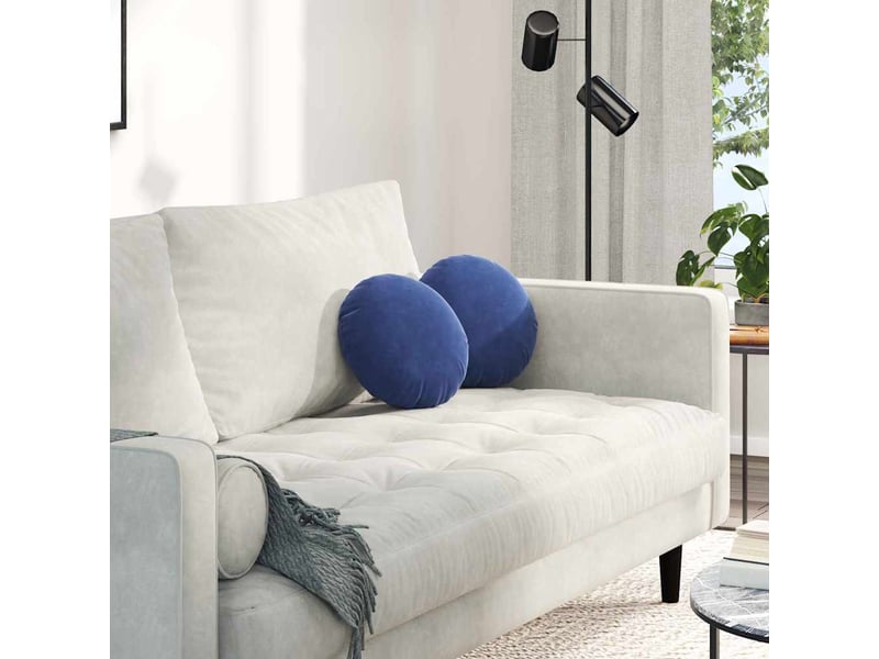  Lot de 2 coussins de siège, coussins décoratifs velours bleu police ø30 x 13 cm cf59882  - Conforama B