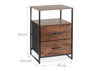Lot de 2 tables de chevet design industriel 50 x 40 x 60 cm pratiques avec tiroirs rustiques en bois noir 13_0015934