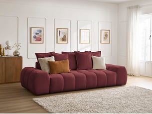 Canapé droit fixe BOBOCHIC EVEREST 3 places Tissu rouge