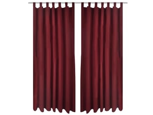 Lot de 2 rideaux à passant, rideaux de fenêtre micro satin bordeaux 140 x 175 cm cf43419