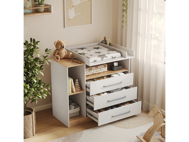  Vicco commode à langer, blancchêne doré, 110x93cm  - Conforama E