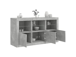 Buffet - bahut - meuble de rangement avec lumières led gris béton 123x37x67 cm