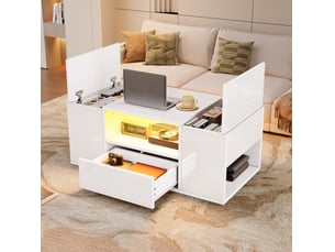 Table basse rectangulaire coloris blanc OKWISH - 50 cmx100 cm
