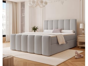 Lit coffre 140x200 cm <strong>IDOHOME</strong> <strong>FERRERO</strong> coloris gris
