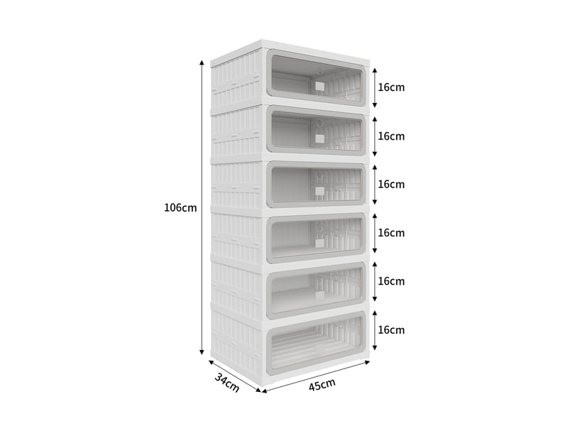  Armoire à chaussures en plastique pp - 12 paire(s) - porte abattante transparente - anti‑poussière - sans assemblage - meuble rangement chaussures petit espace - blanc‑gris  - Conforama C