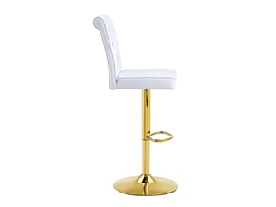 Lot de 4 chaises de salle à manger blanches vintage, cuir synthétique motif crocodile, boutons en cristal, hauteur 125 cm