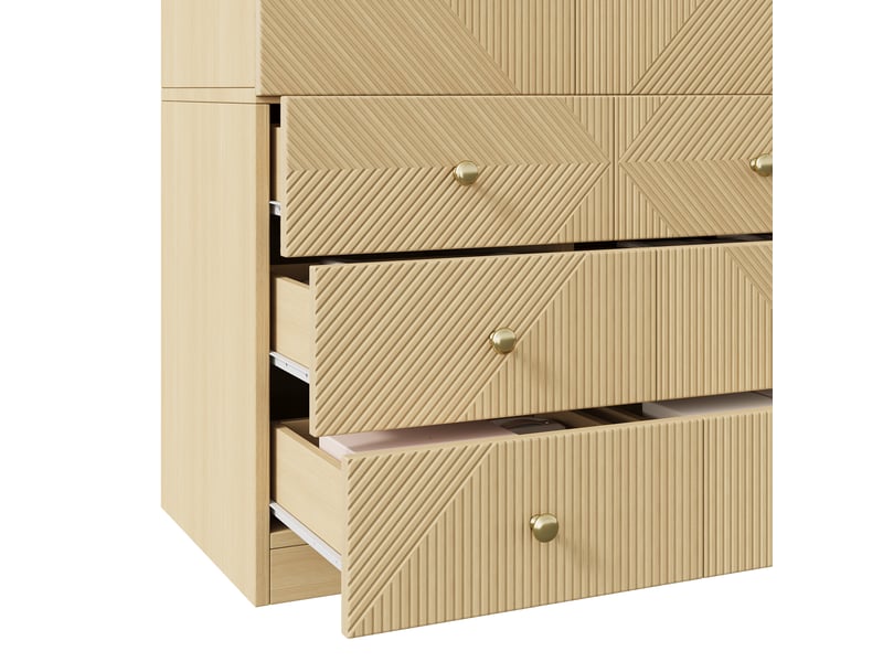 Armoire penderie 90 x 50 x 200 cm - 2 portes - 1 barre de penderie - 6 tiroirs - mdf - meuble de chambre moderne - effet chêne - Conforama E