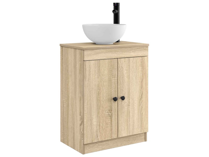 Meuble salle de bain avec évier, meuble de rangement chêne sonoma 54x35x83 cm shl6746 - Conforama A