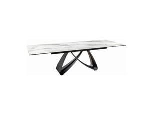 Table zarel – extensible 180 à 260 cm – céramique et verre trempé – effet marbre blanc – style contemporain