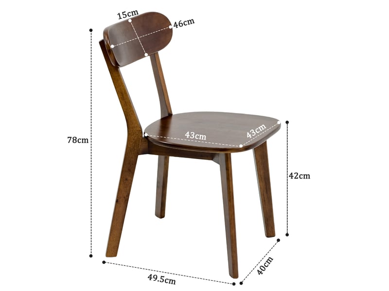  Chaise de salle à manger en bois massif avec dossier incurvé et patins réglables, style moderne, noyer  - Conforama D