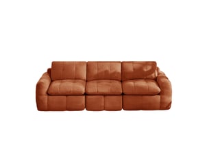 Canapé modulaire 3 places sans cadre à coussins épais design matelassé en chenille orange 264 × 97 × 68 cm
