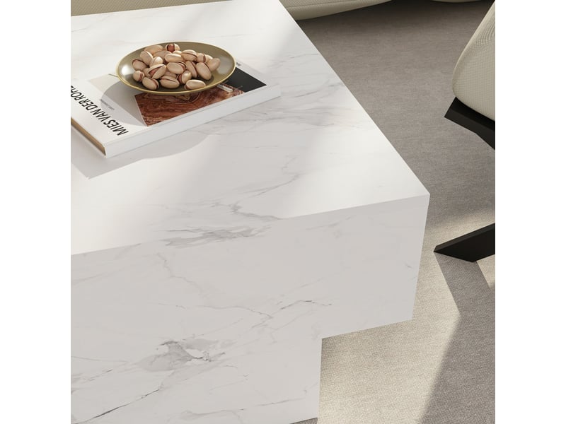 Table basse extensible lens 80 x 60 x 36 cm effet marbre blanc [en.casa]  - Conforama D