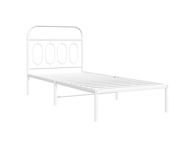  Lit simple- lit adulte -  cadre de lit métal sans matelas avec tête de lit blanc 80x200cm  - Conforama B