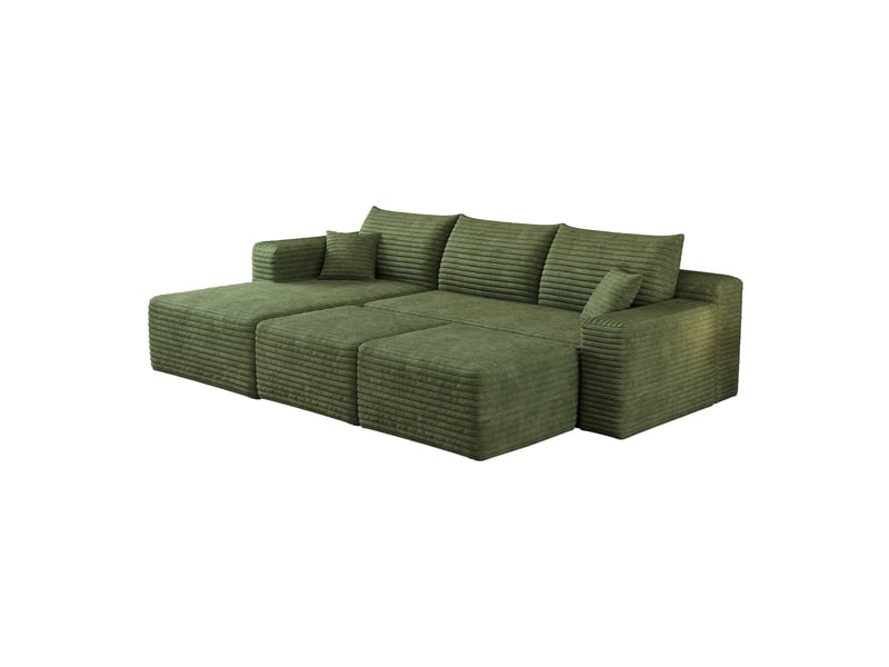 Canapé d’angle 241 x 151 x 58 cm 3 places avec 2poufs, assise profonde, canapé moderne minimaliste, livré monté, vert Bliss Lite - Conforama A