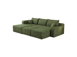 Canapé d’angle 241 x 151 x 58 cm 3 places avec 2poufs, assise profonde, canapé moderne minimaliste, livré monté, vert