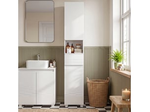 Colonne de salle de bains étroite 30 x 30 x 170 cm avec rangement homvra