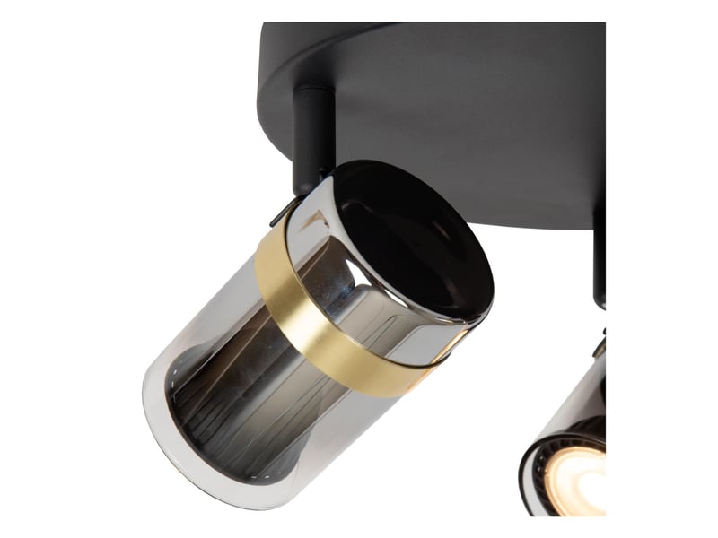 Plafonnier led diam 31cm 3xgu10 verre fumé - lucide - upton  - Conforama D