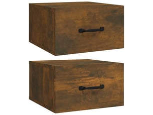 Lot de 2 tables de chevet - cabinet de chevet - table de nuit murales chêne fumé 35x35x20 cm