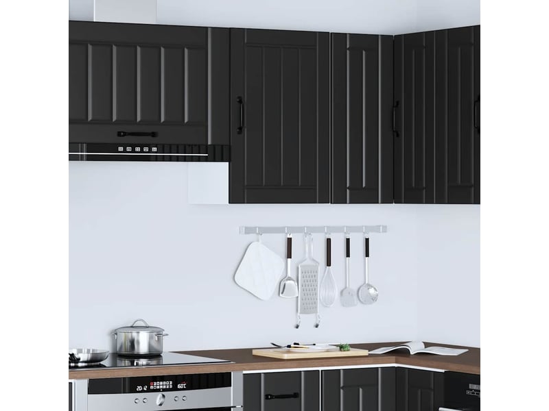  Meuble de rangement, armoire murale de cuisine lucca noir bois d'ingénierie shl7056  - Conforama D