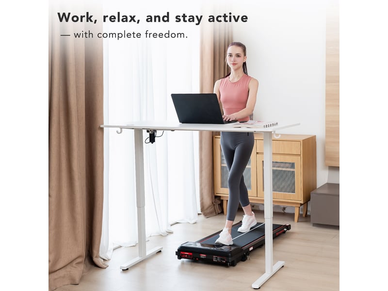 Bureau homavo électrique réglable 140x60 cm – fonction mémoire & anti-collision – idéal télétravail – coloris blanc électrique assis-debout - Conforama W