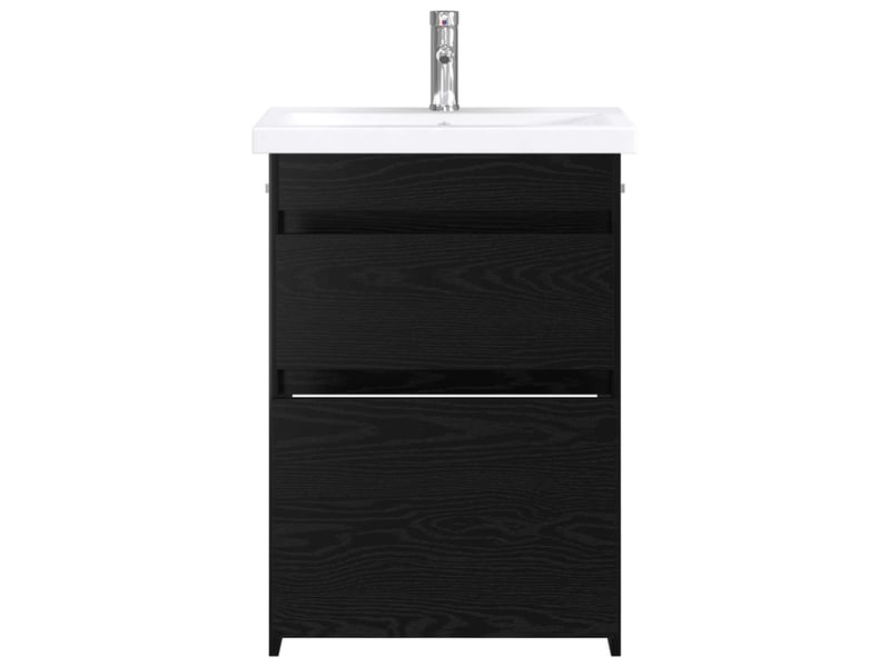  Ensemble de mobilier de salle de bain chêne noir shl6629  - Conforama C