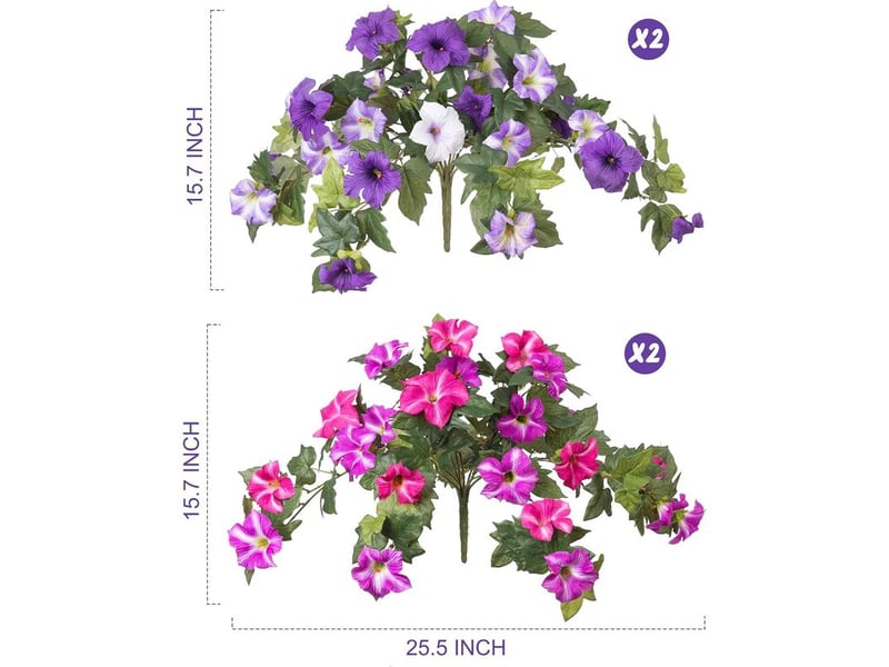 Fleurs artificielles extérieures – pétunias en soie, résistants aux uv, couleurs violet et rouge, décoration jardin et balcon - Conforama D