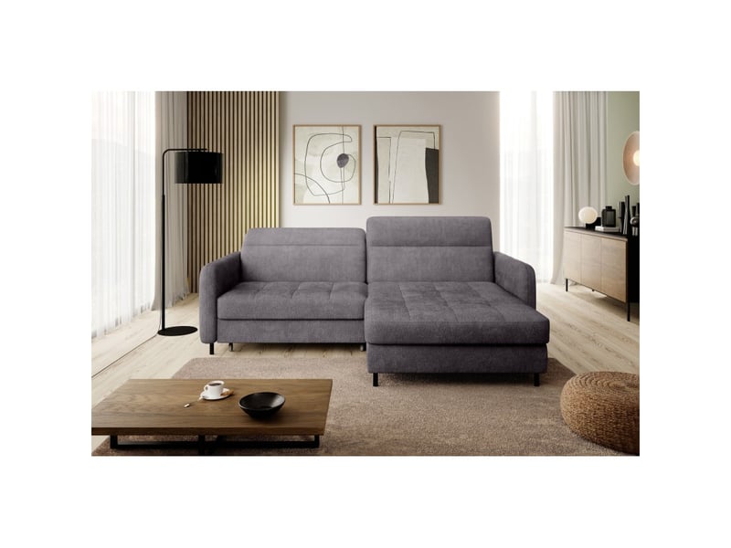 Canapé d'angle collection goumsi coloris gris - Conforama E