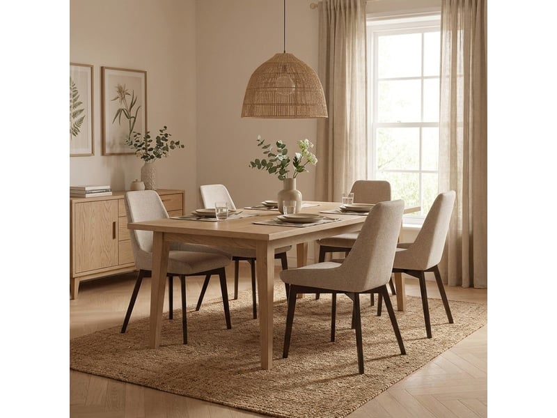  Lot de 4 chaises de salle à manger rembourrées en tissu erythea - beige  - Conforama B