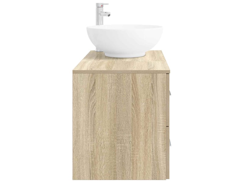  Ensemble de mobilier de salle de bain 2 pc chêne sonoma cf64124  - Conforama D