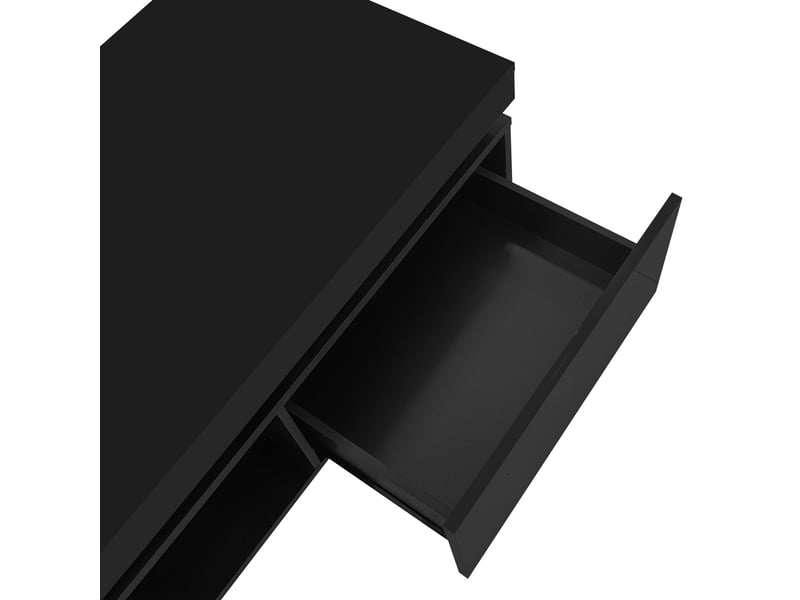  Ensemble meuble TV mural, ensemble brillant avec éclairage d'ambiance LED, avec 3 tiroirs et rangement ouvert, noir  - Conforama E