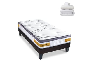 Ensemble matelas et sommier 90x190 cm Mousse + mémoire de forme <strong>BELLECOUR</strong> <strong>4VP.PL.K15.K.0919</strong> soutien Ferme épaisseur 24 cm