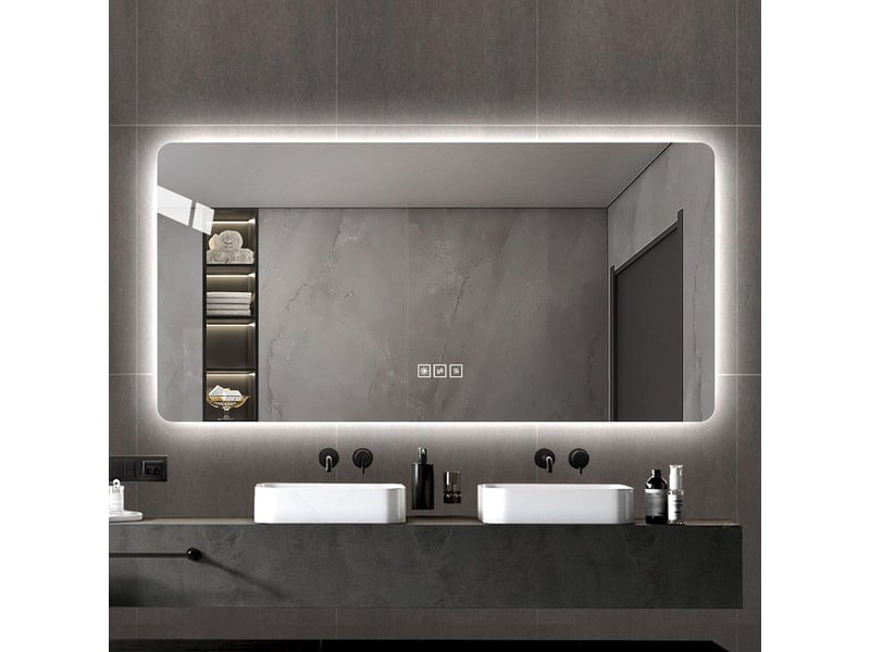 Miroir salle de bain led 60x120cm antibuée éclairage réglable 3 couleurs moderne murale verre trempé sécurité déco maquillage résistant longue durée  - Conforama E