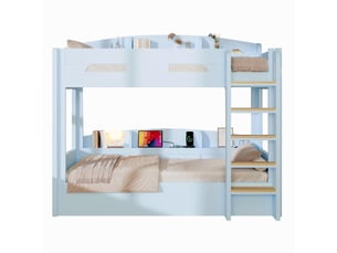 Lit superposé 90x200 cm <strong>OKMYHOME</strong>  <strong></strong> coloris bleu