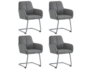 Lot de 4 chaises de salle à manger en cuir gris avec pieds en acier courbé