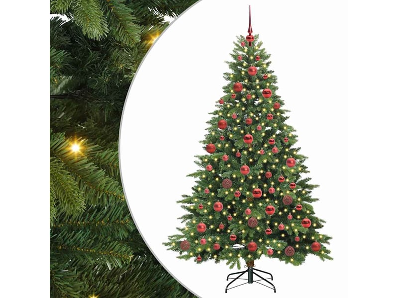  Sapin de noël artificiel, arbre de noël avec 300 led vert 180 cm pe et pvc shl2703  - Conforama A