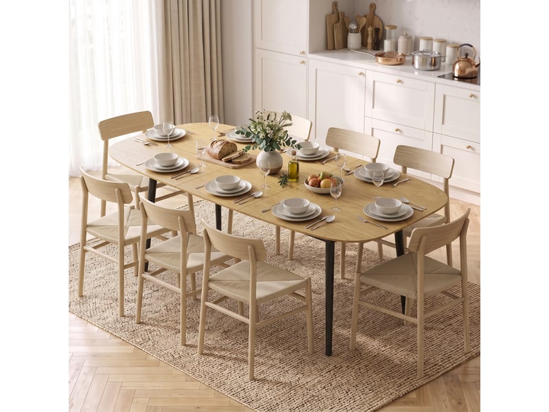 Table à manger extensible ovale 6-8 pers. Design industriel - Conforama D