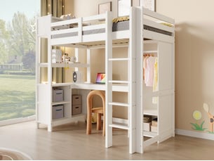 Lit mezzanine 90x200 cm <strong>BGSRYAO</strong> <strong></strong> coloris blanc